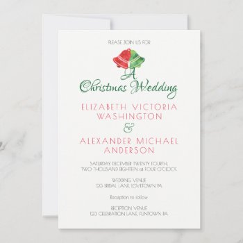 Christmas Bells Wedding Invitation by HolidayCreations at Zazzle