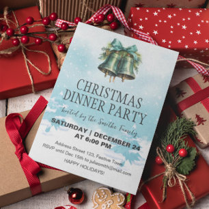Christmas Bells Winter Background Invitation