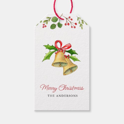 Christmas Bells with Red Bow Gift Tags