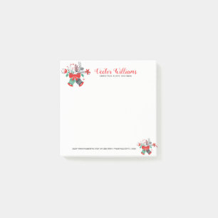 Christmas Bells Wreath Watercolors Flowers Bouquet Post-it Notes