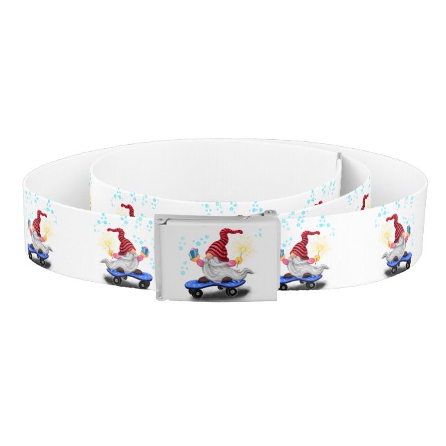 Christmas Belt Skater Gnome with Gifts (Coil)