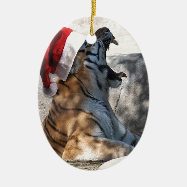Christmas Bengal Tiger Ceramic Ornament (Front)