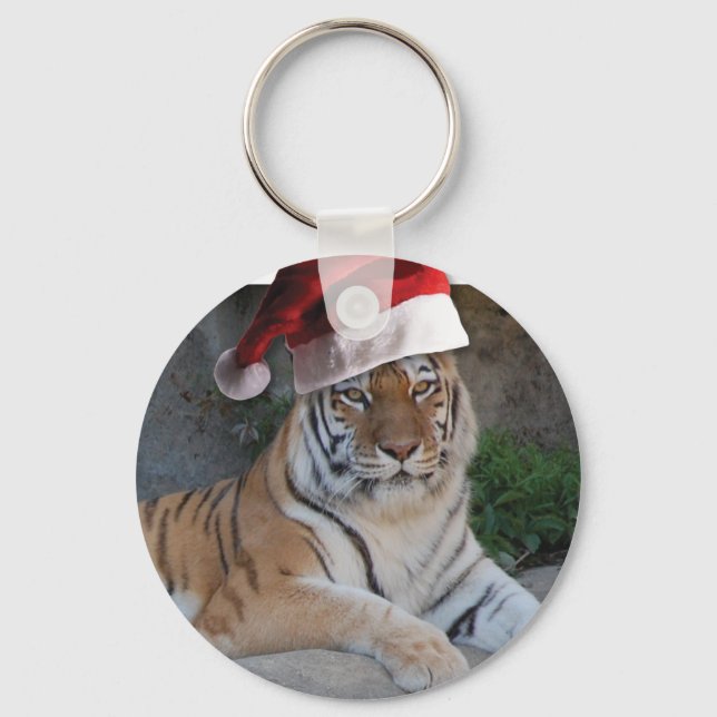 Christmas Bengal Tiger Keychain (Front)