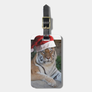 Christmas Bengal Tiger Luggage Tag
