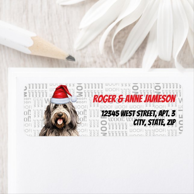Christmas Bergamasco Dog Holiday Address Label (Insitu)