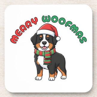 Christmas Bernese Dog Coaster: Merry Woofmas Beverage Coaster