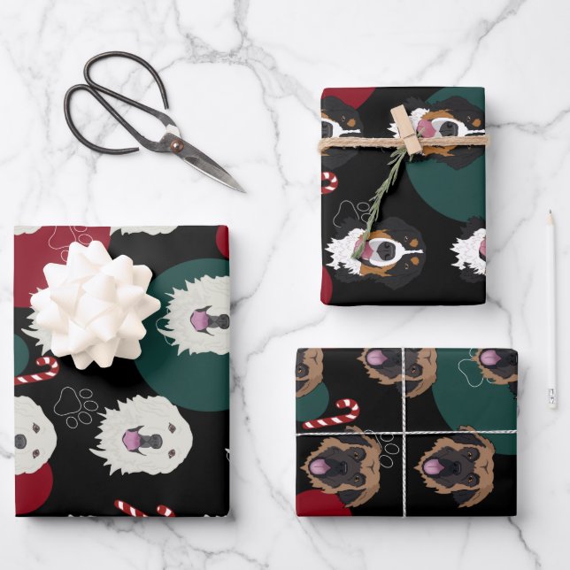 Christmas Bernese Leonberger Great Pyrenees  Wrapping Paper Sheets