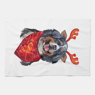 Christmas Bernese Mountain Dog Bath Towel