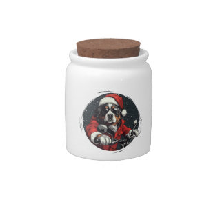 Christmas Bernese Mountain Dog Candy Jar