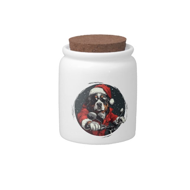 Christmas Bernese Mountain Dog Candy Jar (Front)