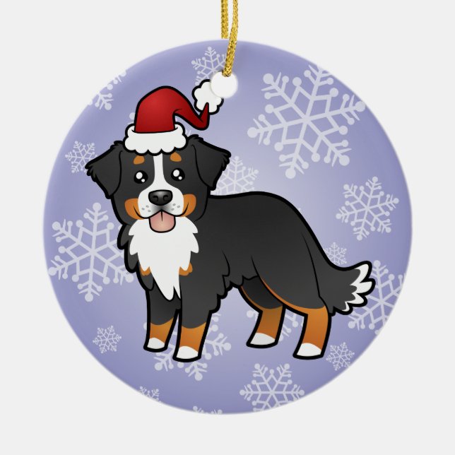 Christmas Bernese Mountain Dog Ceramic Ornament (Front)