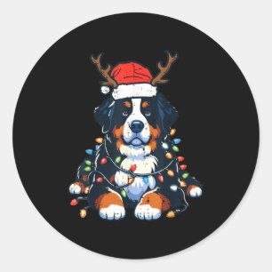 Christmas Bernese Mountain Dog Cute Xmas Pet Men W Classic Round Sticker