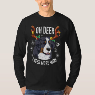 Christmas Bernese Mountain Dog Deer Antlers For Wo T-Shirt