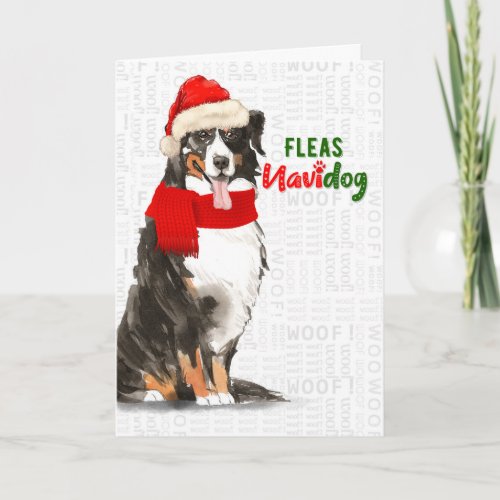 Christmas Bernese Mountain Dog Funny Fleas NaviDOG Holiday Card