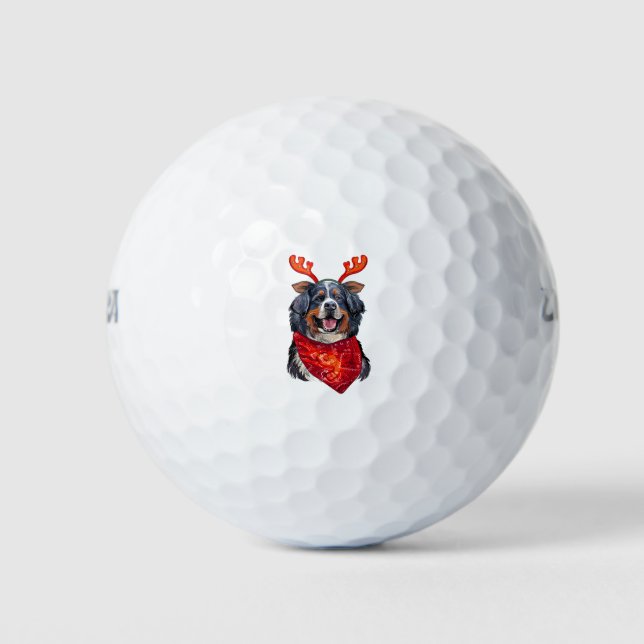 Christmas Bernese Mountain Dog Golf Balls (Front)