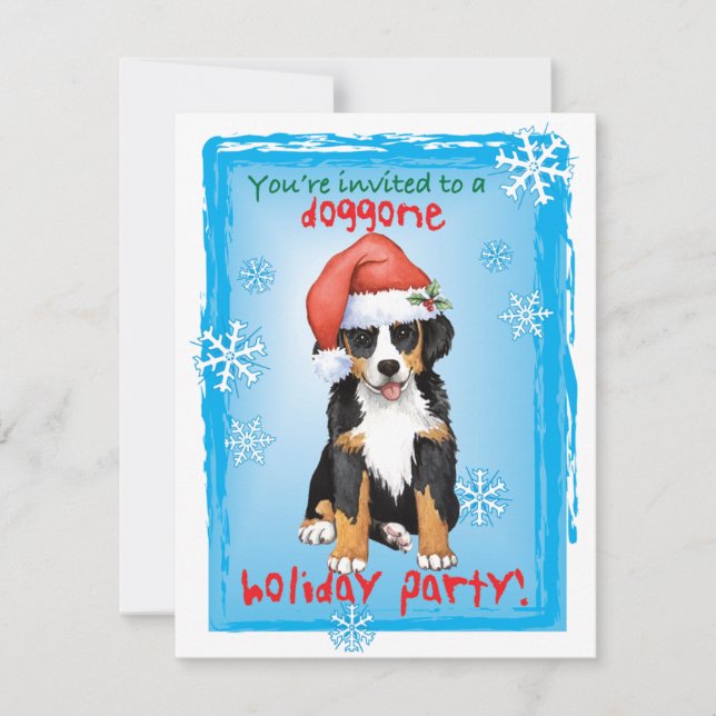 Christmas Bernese Mountain Dog Invitation (Front)