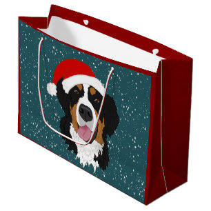 Christmas Bernese Mountain Dog Large Gift Bag