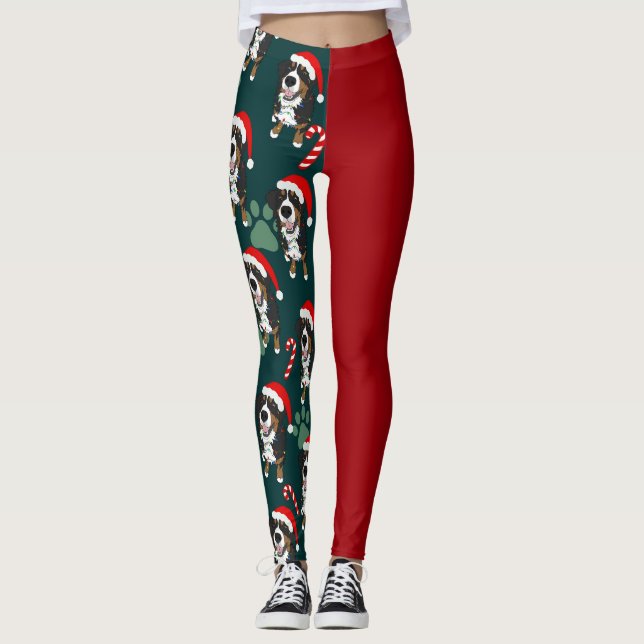 Christmas Bernese Mountain Dog  Leggings (Front)