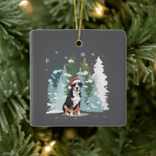 Christmas Bernese Mountain Dog Mom Puppy Winter Ceramic Ornament