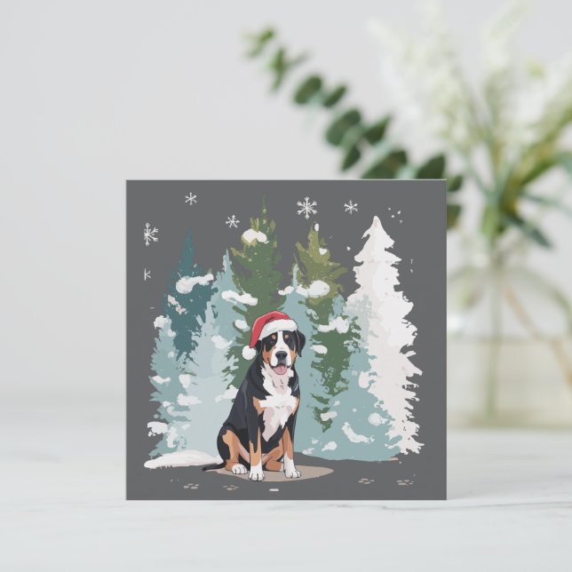 Christmas Bernese Mountain Dog Mom Puppy Winter  Holiday Card (Standing Front)
