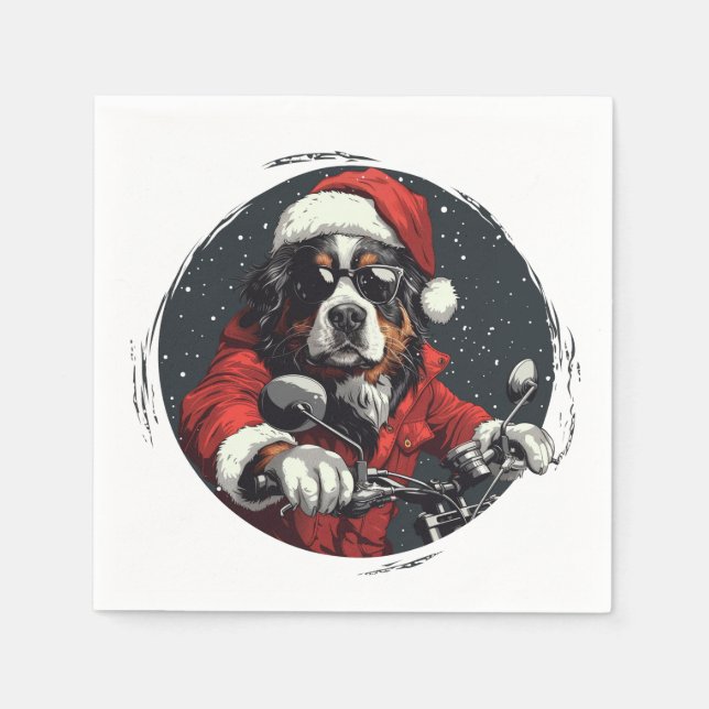 Christmas Bernese Mountain Dog Napkins (Front)