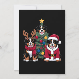 Christmas Bernese Mountain Dog Santa Xmas Tree Invitation