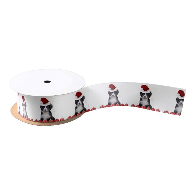 Christmas Bernese Mountain dog Satin Ribbon (Spool)