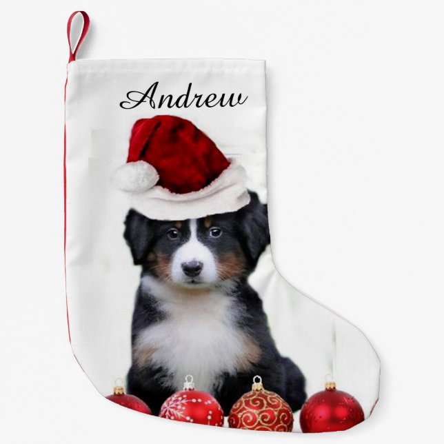 Christmas Bernese Mountain Dog stocking (Front)
