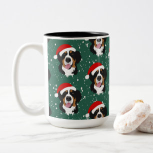 Christmas Bernese Mountain Dog Two-Tone Coffee Mug