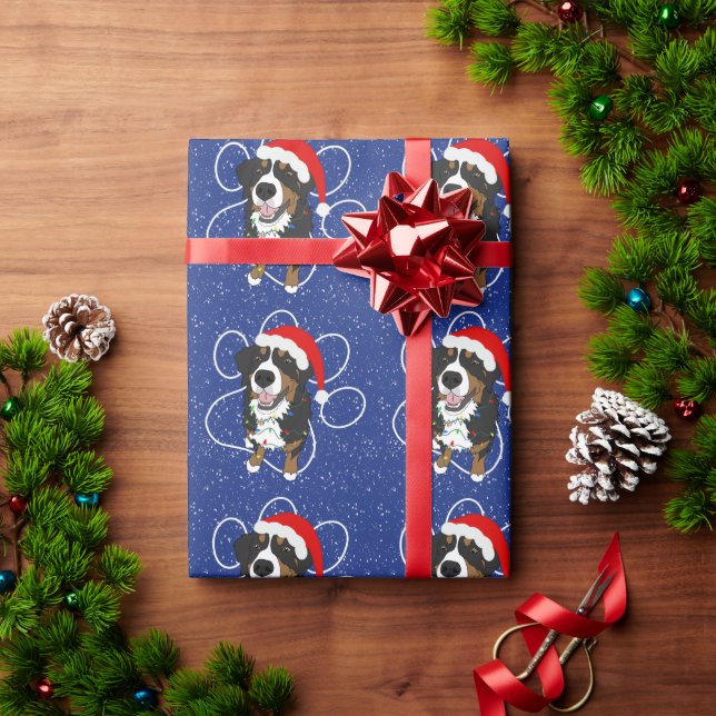 Christmas Bernese Mountain Dog Wrapping Paper (Holiday Gift)