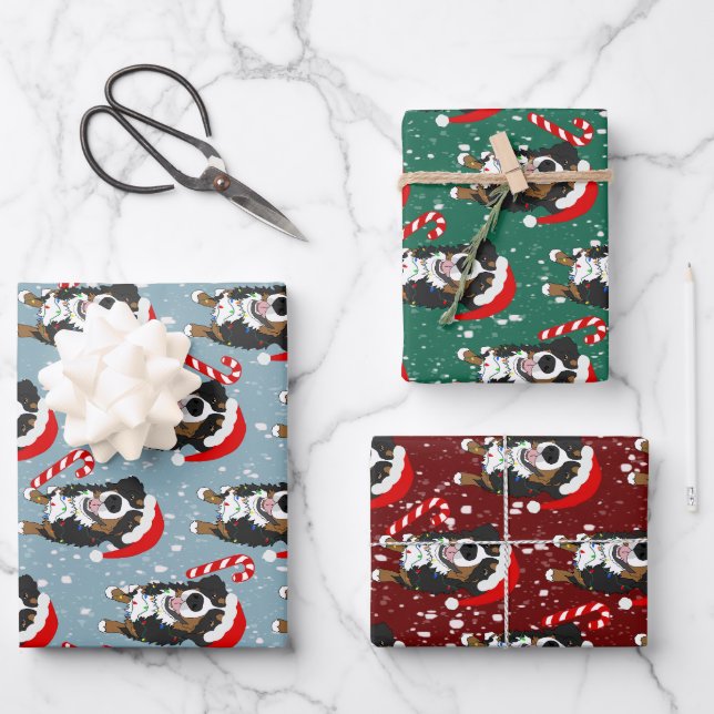Christmas Bernese Mountain Dog  Wrapping Paper Sheets (Front)