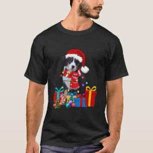 Christmas Bernese Mountain Dog Xmas Lights Santa H T-Shirt
