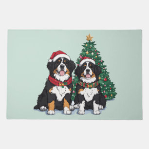 Christmas Bernese Mountain Dogs Doormat