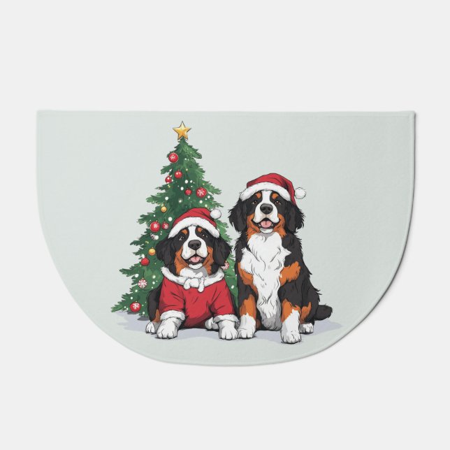 Christmas Bernese Mountain Dogs Doormat (Front)