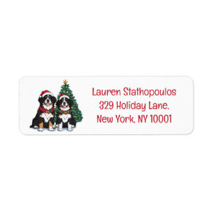 Christmas Bernese Mountain Dogs Label