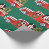 Christmas Bernese Mountain Dogs Red Truck Wrapping Paper (Corner)