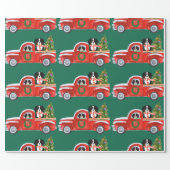 Christmas Bernese Mountain Dogs Red Truck Wrapping Paper (Flat)