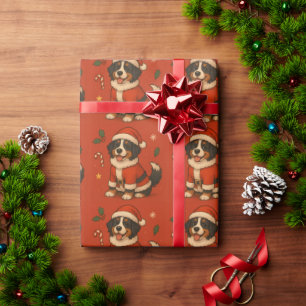 Christmas Bernse Dog Xmas Santa Bernese Mountain Wrapping Paper