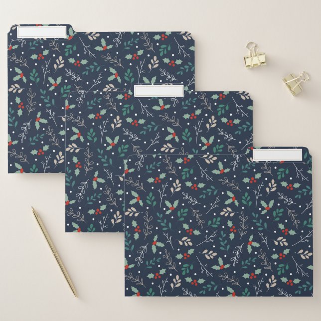 Christmas Berries, Branches, and Leaves Pattern File Folder (Set)