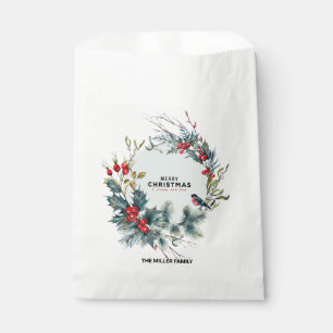 Christmas Berries & Bullfinch Ornament Favor Bag