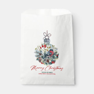 Christmas Berries & Bullfinch Ornament Favor Bag