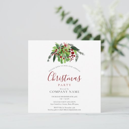 Christmas Berries Business Office Holiday Party Invitation | Zazzle