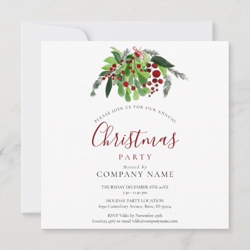 Christmas Berries Business Office Holiday Party Invitation