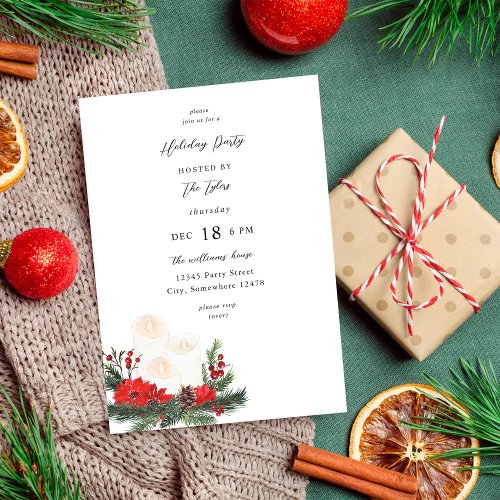 Christmas Berries  Candle Holiday Christmas Party Invitation