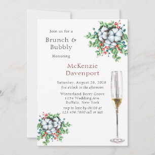 Christmas Berries Cotton Brunch and Bubbly Invitation