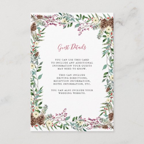 Christmas Berries  Holiday Wedding Details Enclosure Card
