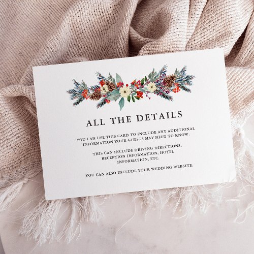 Christmas Berries  Holiday Wedding Guest Details Enclosure Card