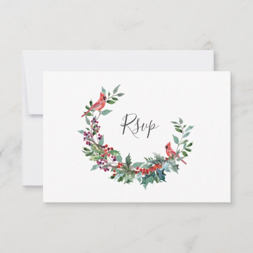 Christmas Berries  Holiday Wedding Meal Choice RSVP Card