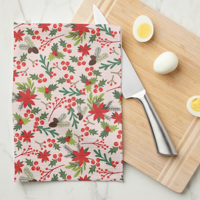 Christmas berries  kitchen towel (Quarter Fold)