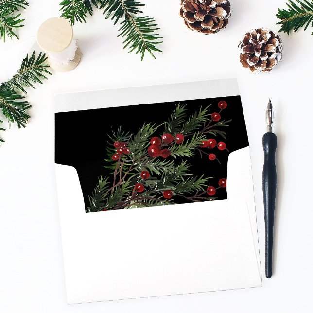 Christmas Berries & Pine - Black Envelope (Creator Uploaded)
